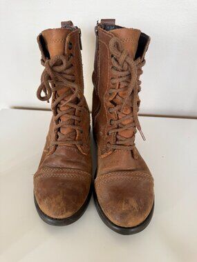 Steve Madden Troopa Brown Leather Combat Boots
